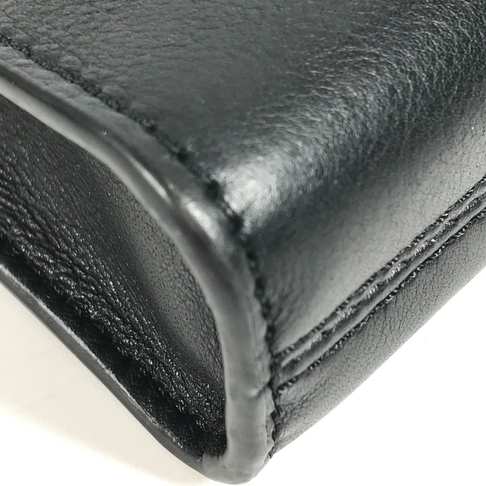 VERSACE ストラップ付 ロゴ カバン セカンドバッグ クラッチバッグ レザー ユニセックス ブラック