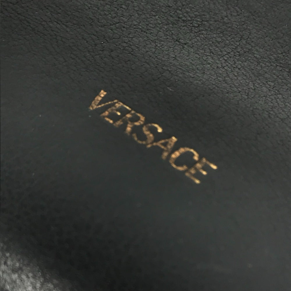 VERSACE ストラップ付 ロゴ カバン セカンドバッグ クラッチバッグ レザー ユニセックス ブラック