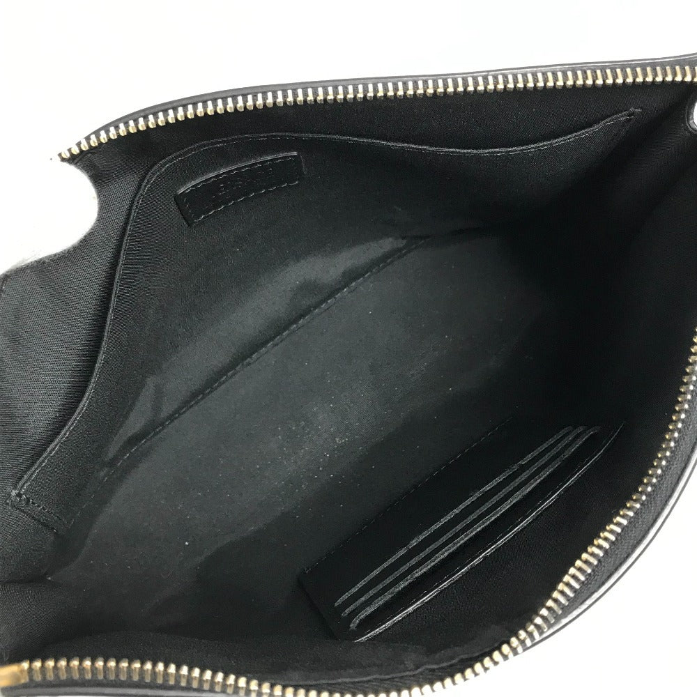 VERSACE ストラップ付 ロゴ カバン セカンドバッグ クラッチバッグ レザー ユニセックス ブラック