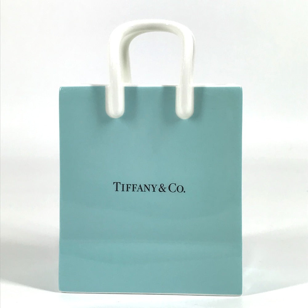 TIFFANY&Co. ショッピングバッグ型 ロゴ 雑貨 インテリア オブジェ 置物 ボックス 小物入れ 陶器 ユニセックス ブルー