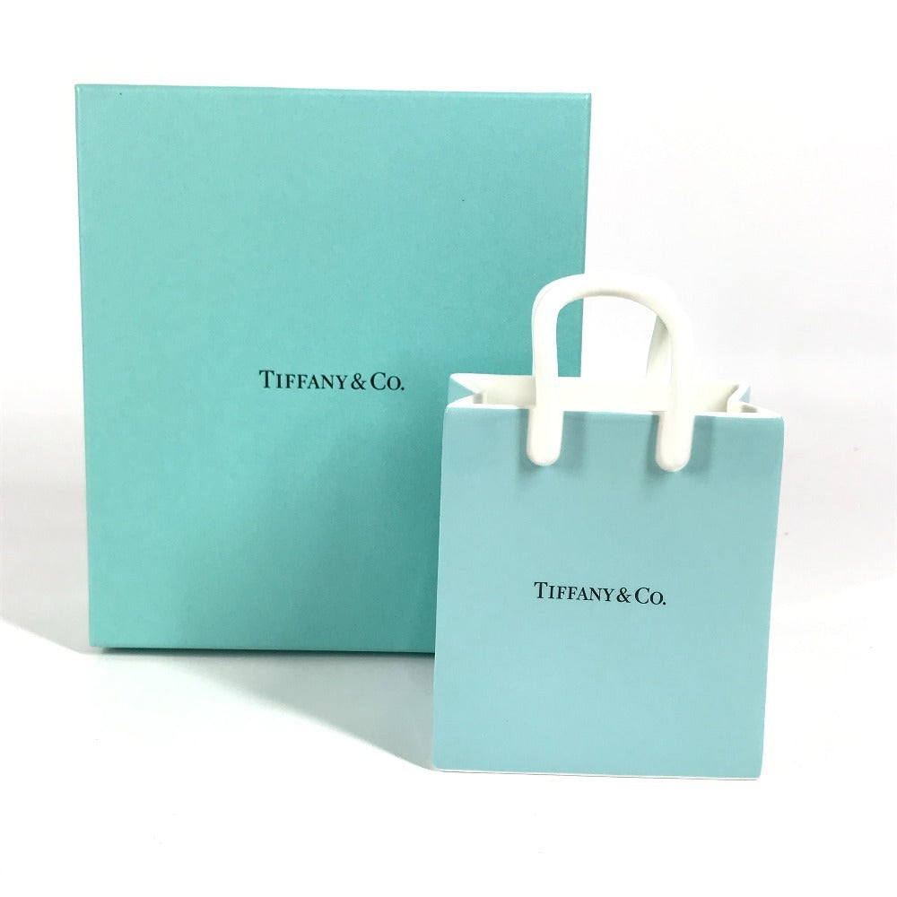 TIFFANY&Co. ショッピングバッグ型 ロゴ 雑貨 インテリア オブジェ 置物 ボックス 小物入れ 陶器 ユニセックス ブルー
