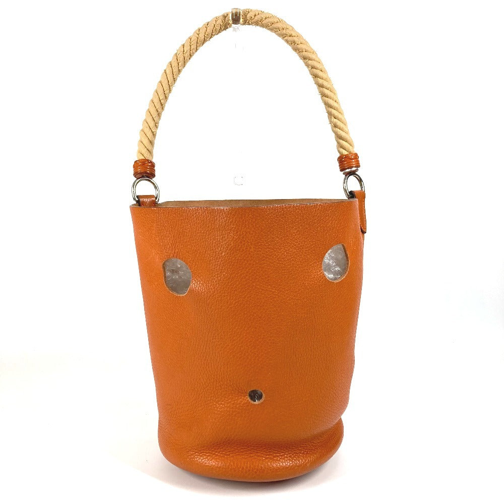 HERMES Manjoir MM Shoulder Handbag, Bucket-Shaped, with Rope Handles, Taurillon Clemence Leather, Orange, for Women