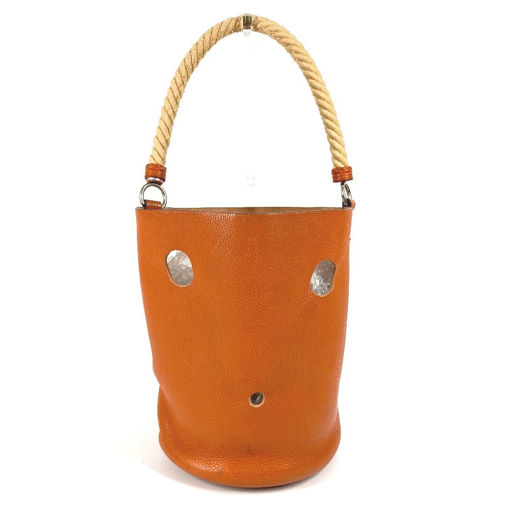 HERMES Manjoir MM Shoulder Handbag, Bucket-Shaped, with Rope Handles, Taurillon Clemence Leather, Orange, for Women