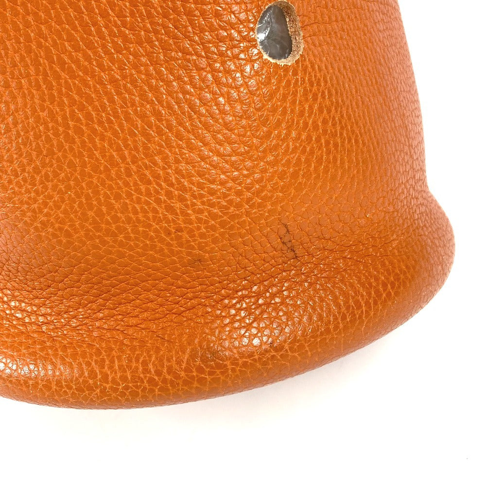 HERMES Manjoir MM Shoulder Handbag, Bucket-Shaped, with Rope Handles, Taurillon Clemence Leather, Orange, for Women