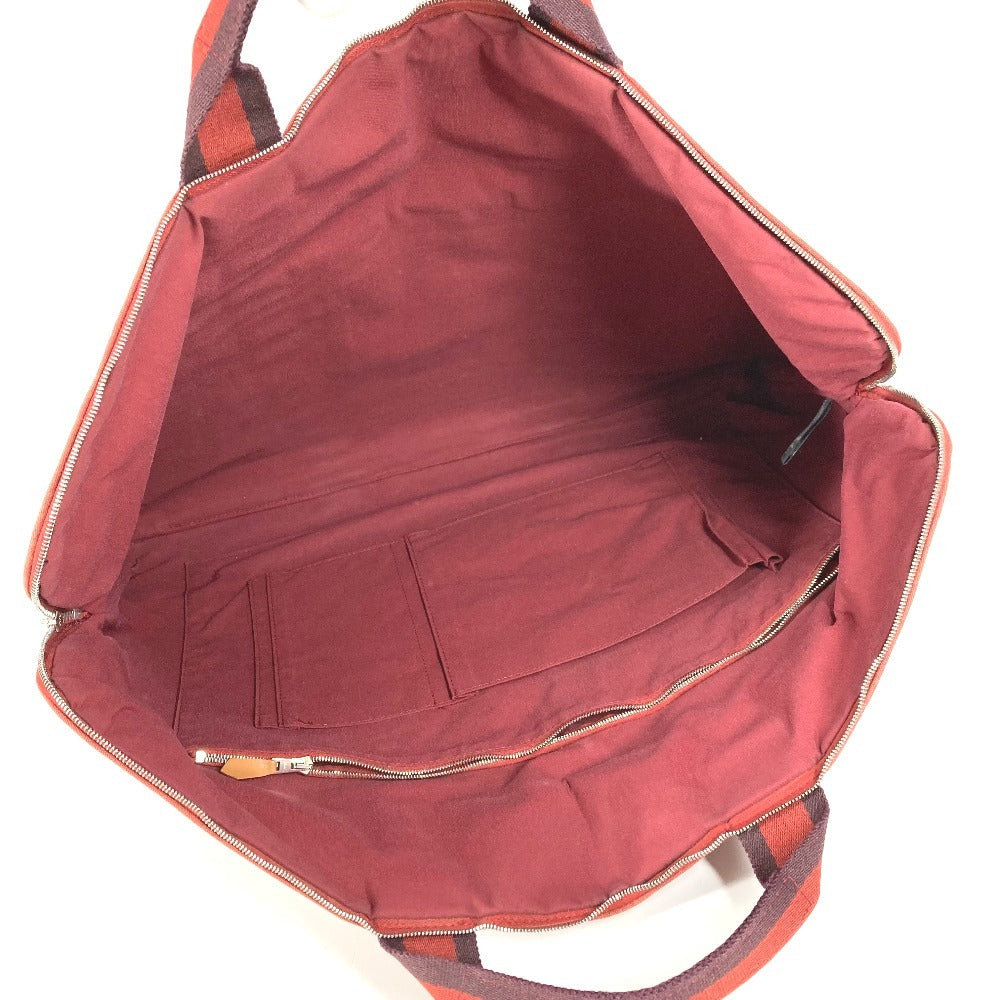HERMES Four Toe Porte de Cuman Bag Tote Bag Handbag Business Bag Canvas Unisex Wine Red
