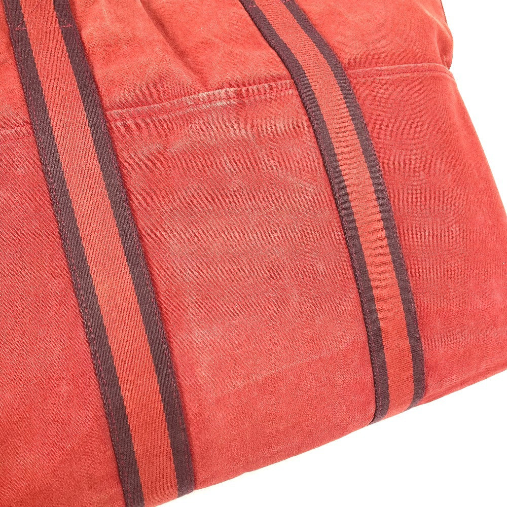 HERMES Four Toe Porte de Cuman Bag Tote Bag Handbag Business Bag Canvas Unisex Wine Red