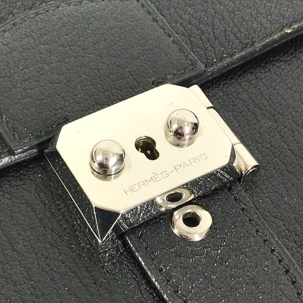 HERMES ポーチ カバン サックアデペッシュ アクセサリー クラッチバッグ レザー ユニセックス ブラック