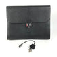 HERMES Sac A Depeche Pouch, Clutch Bag, Leather, Unisex, Black
