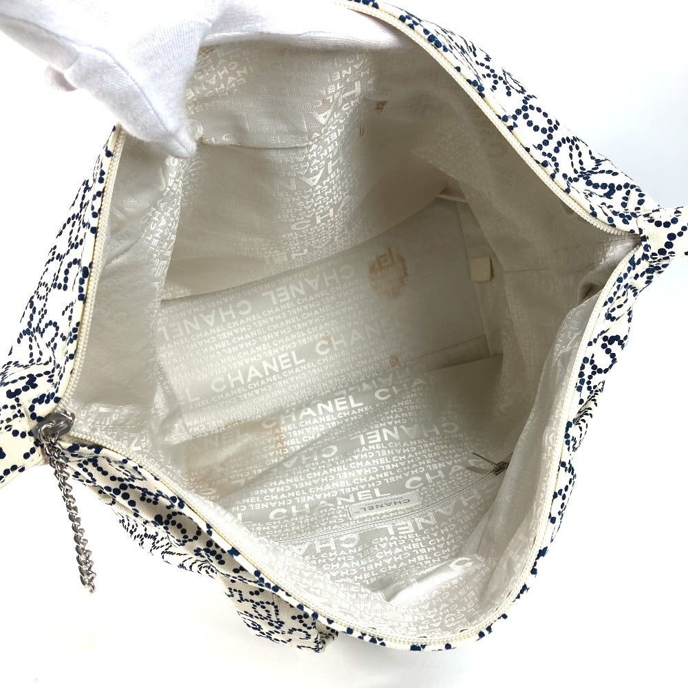 CHANEL アラベスク カバン トートバッグ ハンドバッグ キャンバス レディース ホワイト