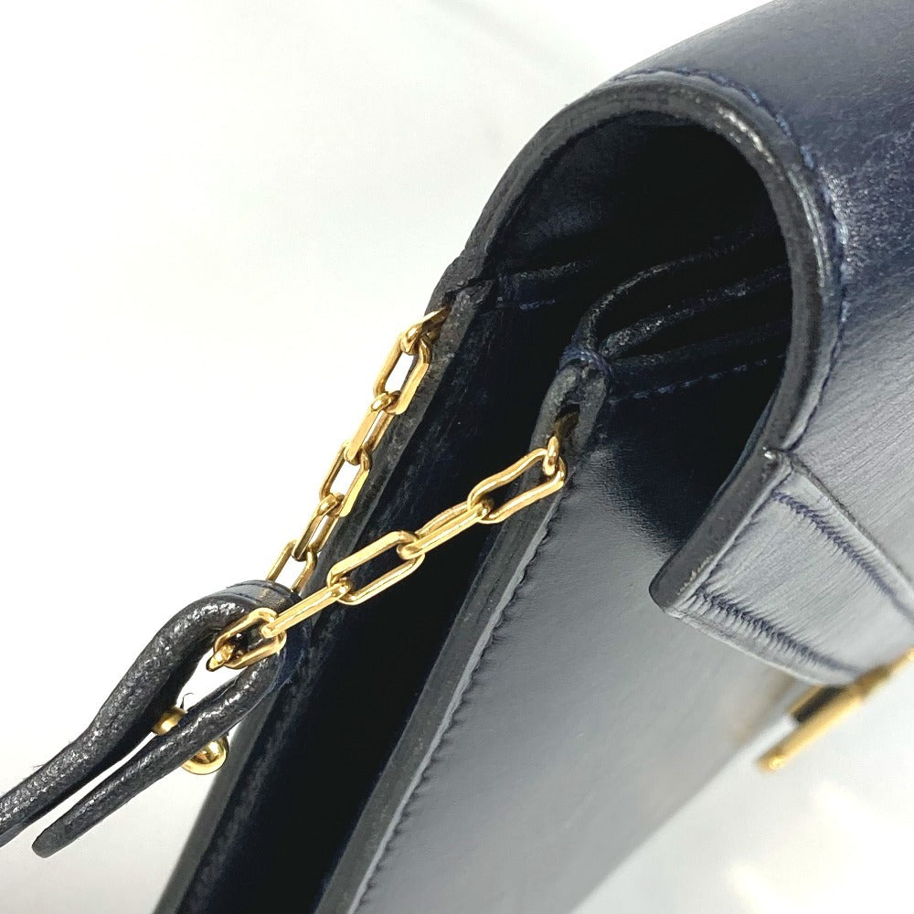 HERMES H金具 ロゴ ヴィンテージ フラップ リディ カバン バッグ 2WAYバッグ クラッチバッグ ショルダーバッグ ボックスカーフ レディース ネイビー