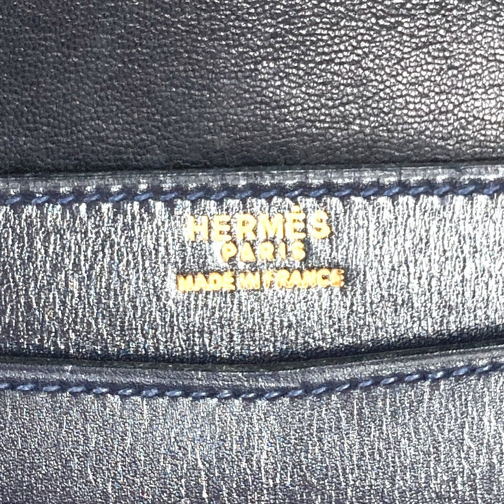 HERMES H金具 ロゴ ヴィンテージ フラップ リディ カバン バッグ 2WAYバッグ クラッチバッグ ショルダーバッグ ボックスカーフ レディース ネイビー