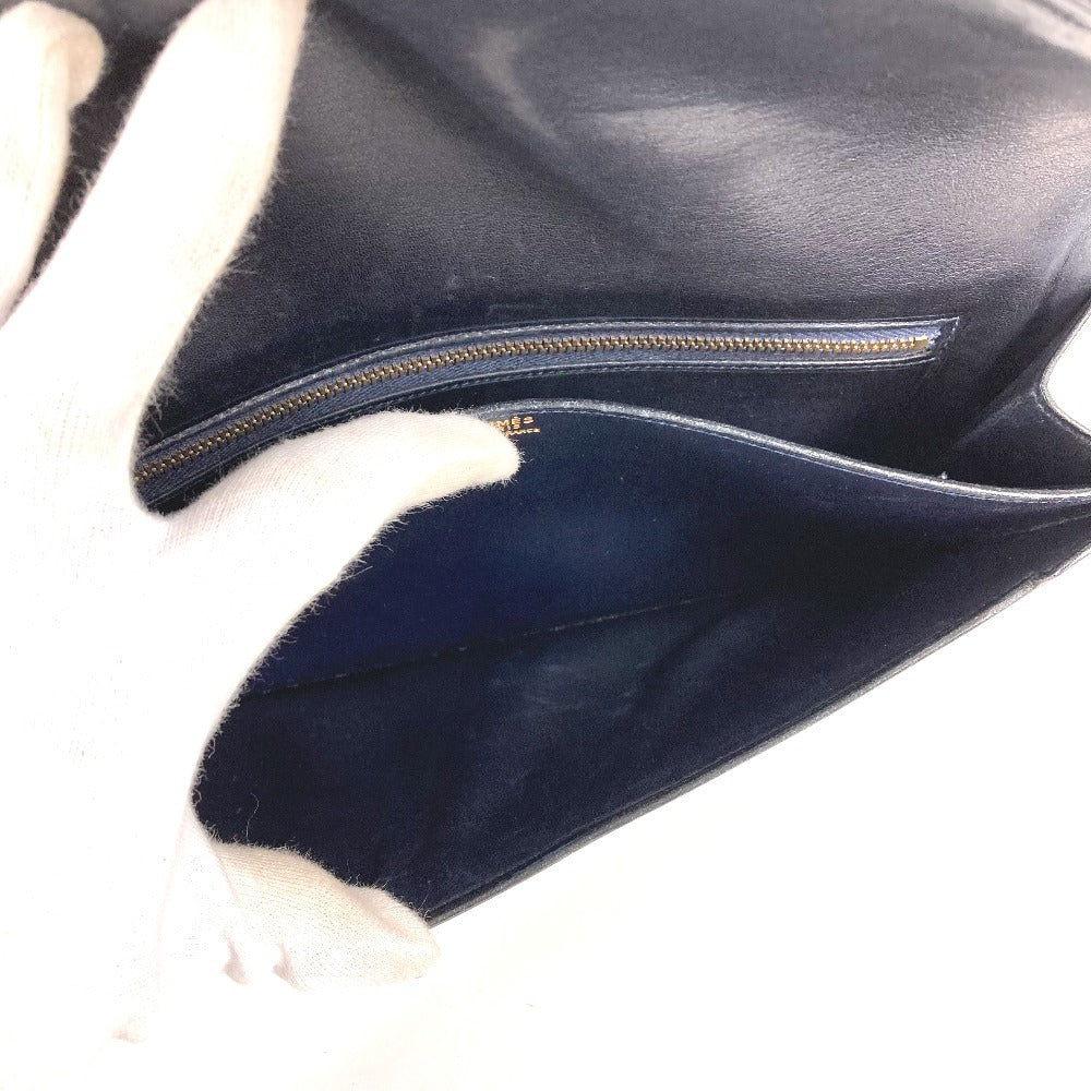 HERMES H金具 ロゴ ヴィンテージ フラップ リディ カバン バッグ 2WAYバッグ クラッチバッグ ショルダーバッグ ボックスカーフ レディース ネイビー