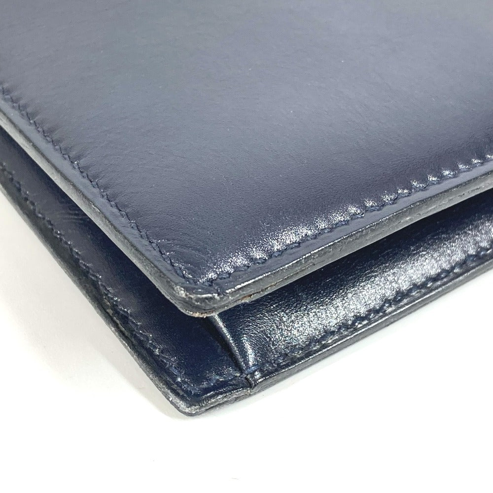 HERMES H金具 ロゴ ヴィンテージ フラップ リディ カバン バッグ 2WAYバッグ クラッチバッグ ショルダーバッグ ボックスカーフ レディース ネイビー