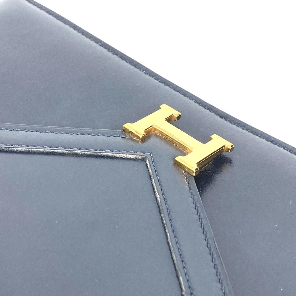HERMES H金具 ロゴ ヴィンテージ フラップ リディ カバン バッグ 2WAYバッグ クラッチバッグ ショルダーバッグ ボックスカーフ レディース ネイビー