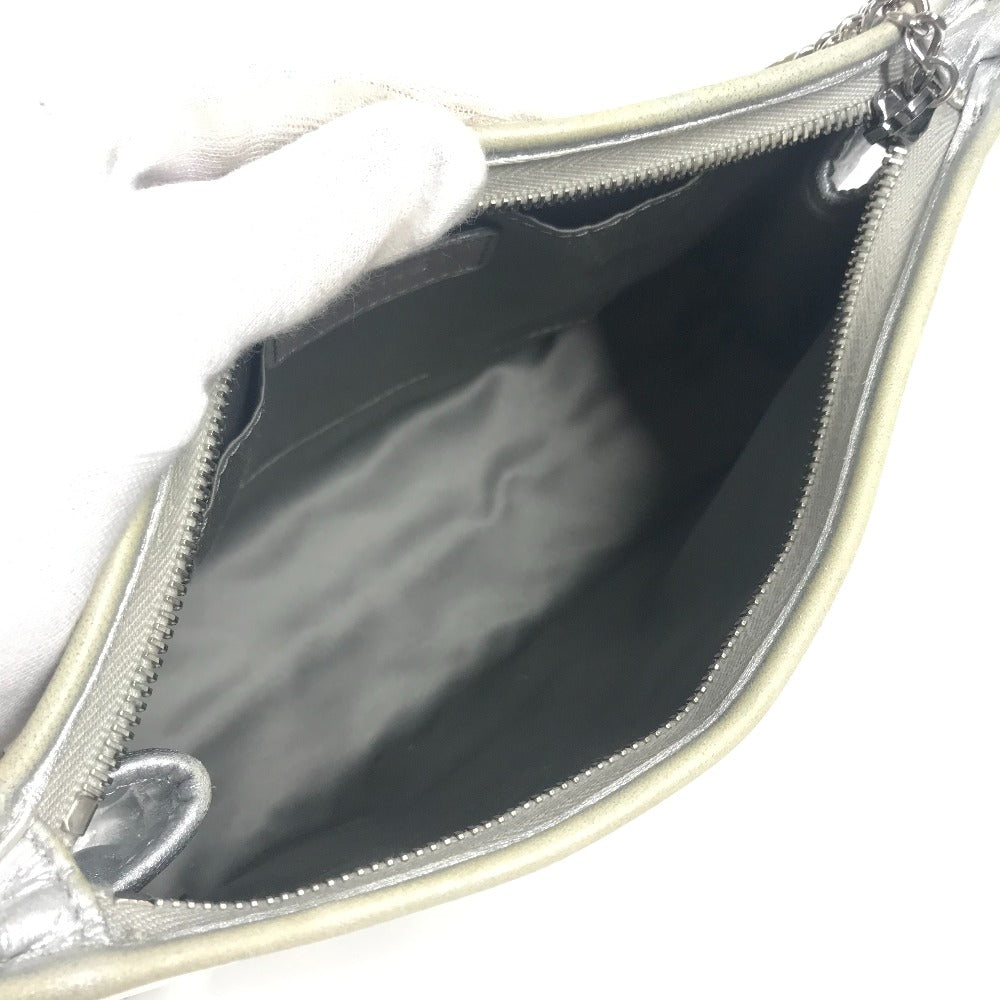 CHANEL CC ココマーク ロゴ アイスキューブ カバン チェーンバッグ 肩掛け ショルダーバッグ レザー レディース シルバー