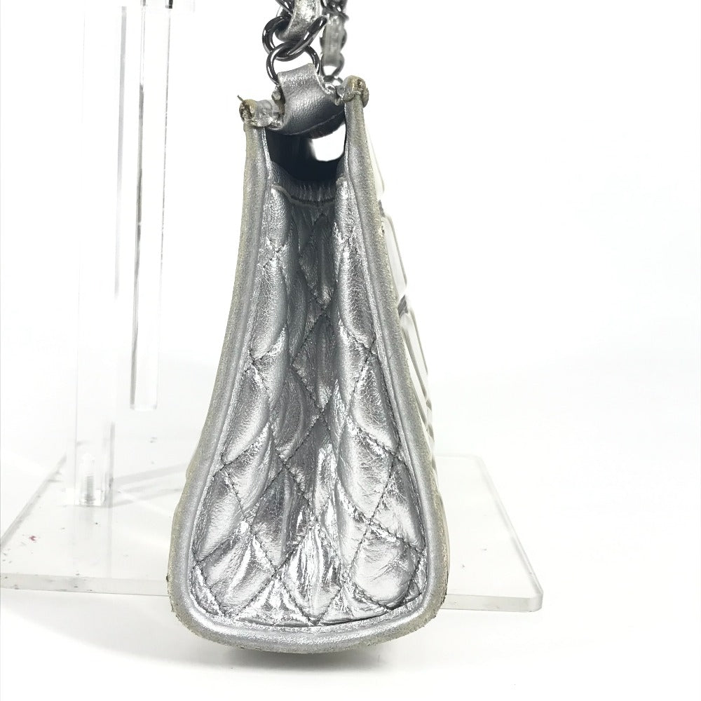 CHANEL CC ココマーク ロゴ アイスキューブ カバン チェーンバッグ 肩掛け ショルダーバッグ レザー レディース シルバー