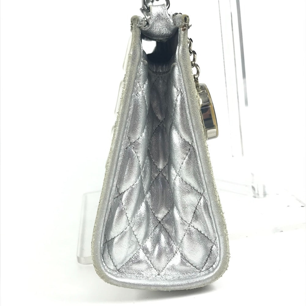 CHANEL CC ココマーク ロゴ アイスキューブ カバン チェーンバッグ 肩掛け ショルダーバッグ レザー レディース シルバー
