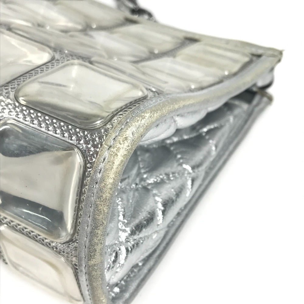 CHANEL CC ココマーク ロゴ アイスキューブ カバン チェーンバッグ 肩掛け ショルダーバッグ レザー レディース シルバー