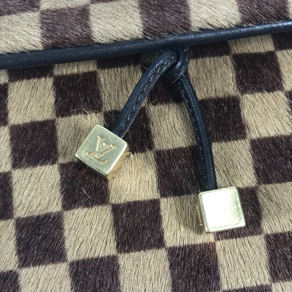 LOUIS VUITTON M92130 ダミエソバージュ ガゼル カバン 斜め掛け ポシェット フラップ ショルダーバッグ ハラコ/レザー レディース エベヌ ブラウン