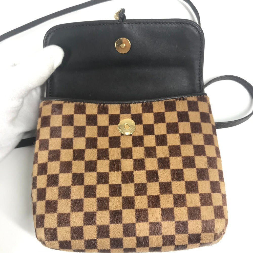 LOUIS VUITTON M92130 ダミエソバージュ ガゼル カバン 斜め掛け ポシェット フラップ ショルダーバッグ ハラコ/レザー レディース エベヌ ブラウン