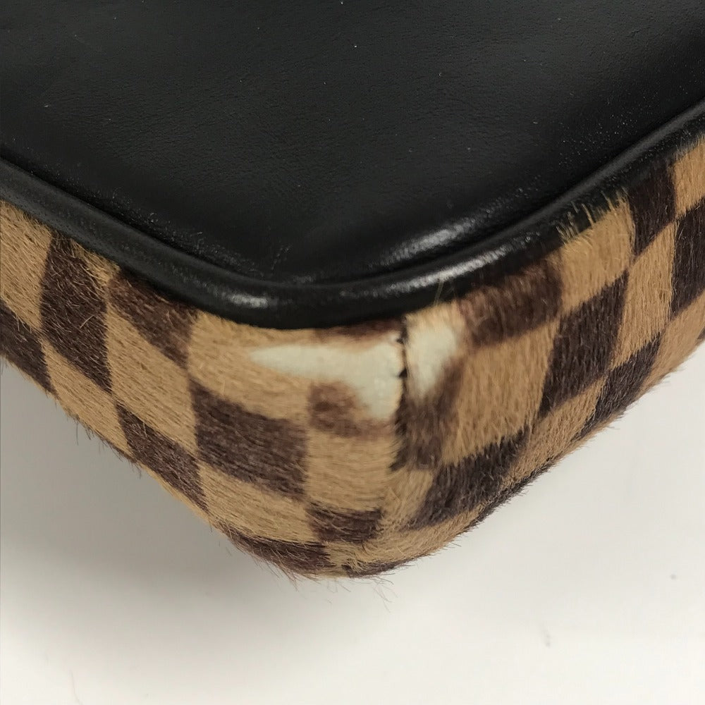 LOUIS VUITTON M92130 ダミエソバージュ ガゼル カバン 斜め掛け ポシェット フラップ ショルダーバッグ ハラコ/レザー レディース エベヌ ブラウン