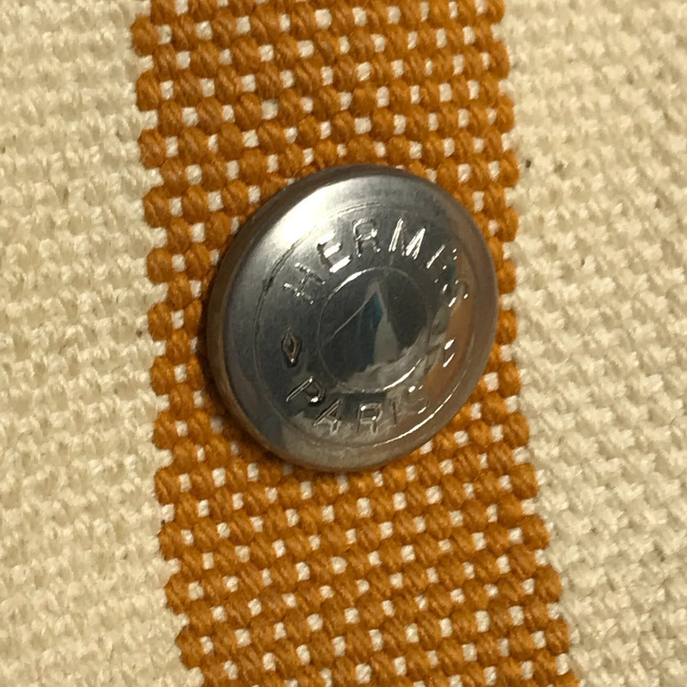 HERMES ボーダー ポーチ付き カンヌPM カンヌ PM カバン トートバッグ ハンドバッグ キャンバス レディース イエロー
