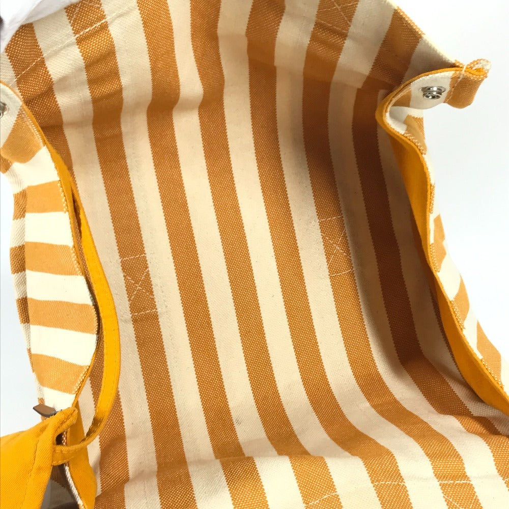 HERMES ボーダー ポーチ付き カンヌPM カンヌ PM カバン トートバッグ ハンドバッグ キャンバス レディース イエロー