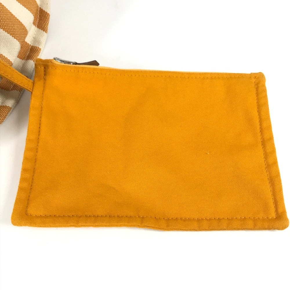 HERMES ボーダー ポーチ付き カンヌPM カンヌ PM カバン トートバッグ ハンドバッグ キャンバス レディース イエロー