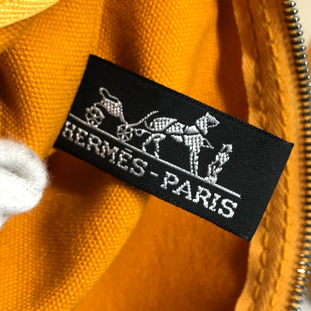 HERMES ボーダー ポーチ付き カンヌPM カンヌ PM カバン トートバッグ ハンドバッグ キャンバス レディース イエロー