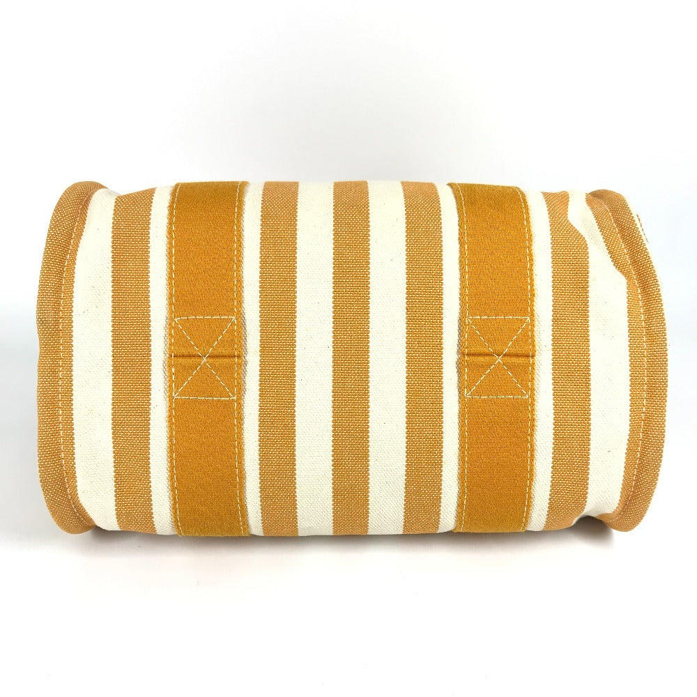 HERMES ボーダー ポーチ付き カンヌPM カンヌ PM カバン トートバッグ ハンドバッグ キャンバス レディース イエロー