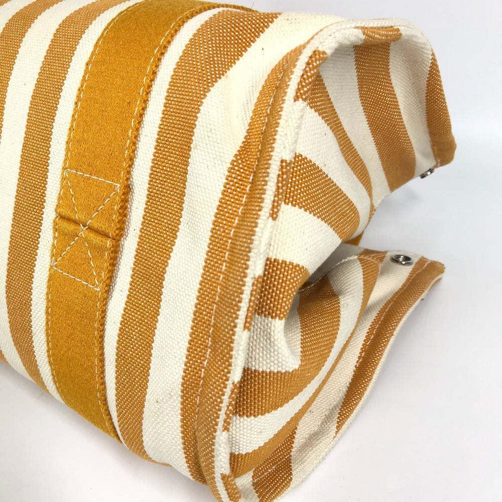 HERMES ボーダー ポーチ付き カンヌPM カンヌ PM カバン トートバッグ ハンドバッグ キャンバス レディース イエロー