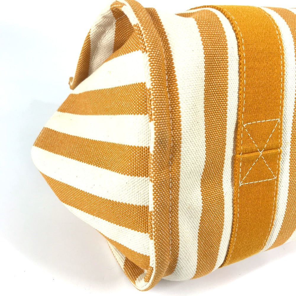 HERMES ボーダー ポーチ付き カンヌPM カンヌ PM カバン トートバッグ ハンドバッグ キャンバス レディース イエロー