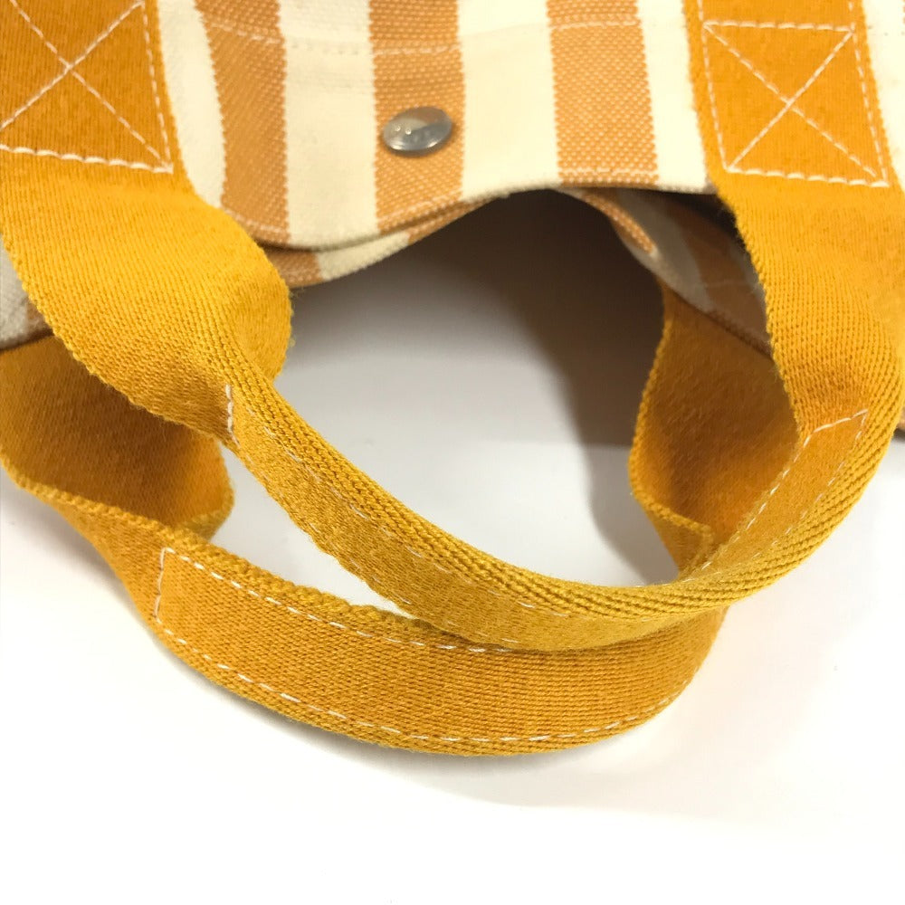 HERMES ボーダー ポーチ付き カンヌPM カンヌ PM カバン トートバッグ ハンドバッグ キャンバス レディース イエロー
