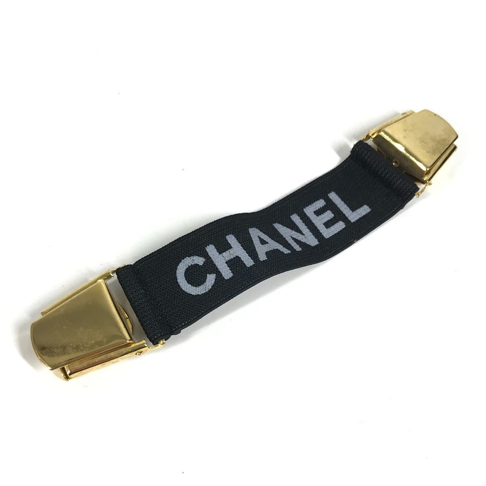 CHANEL ロゴ ヴィンテージ アームバンド 1つのみ 袖止め ベルト ゴム レディース ブラック