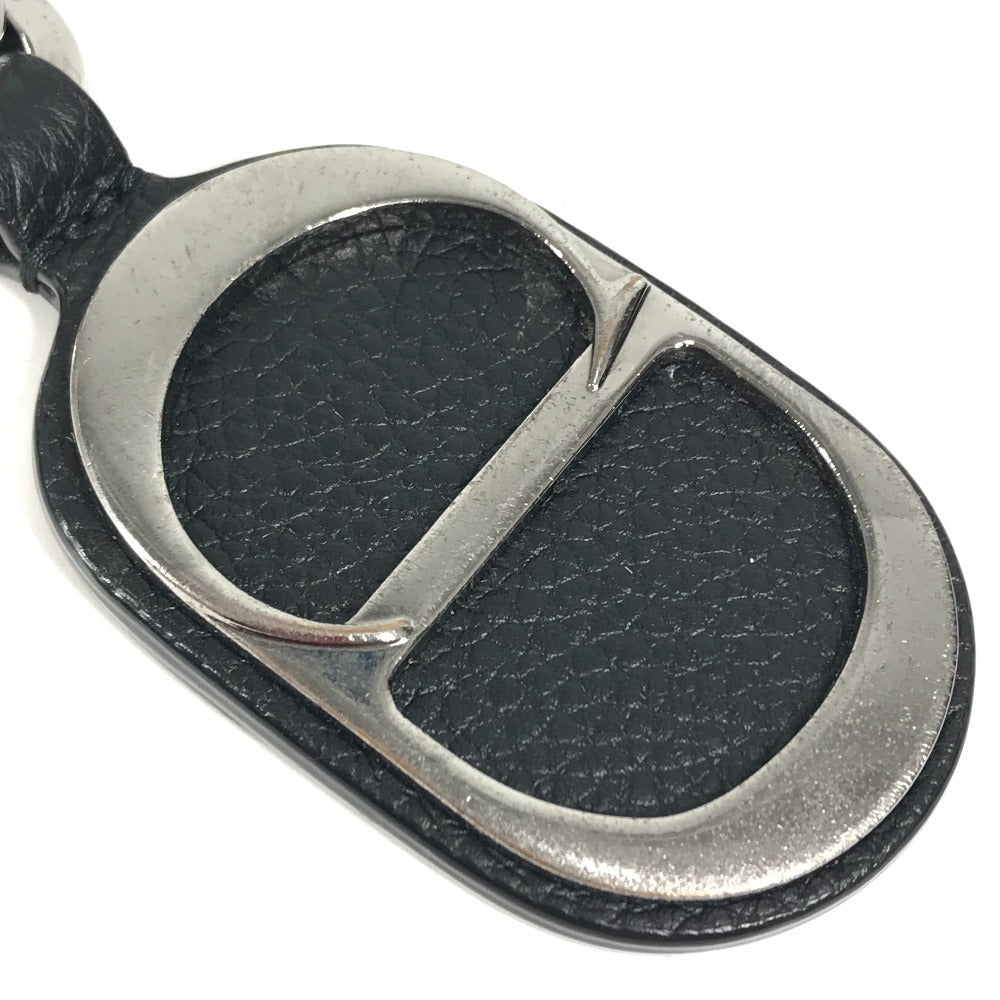 Dior CD ロゴ バッグチャーム　キーリング キーホルダー レザー レディース ブラック