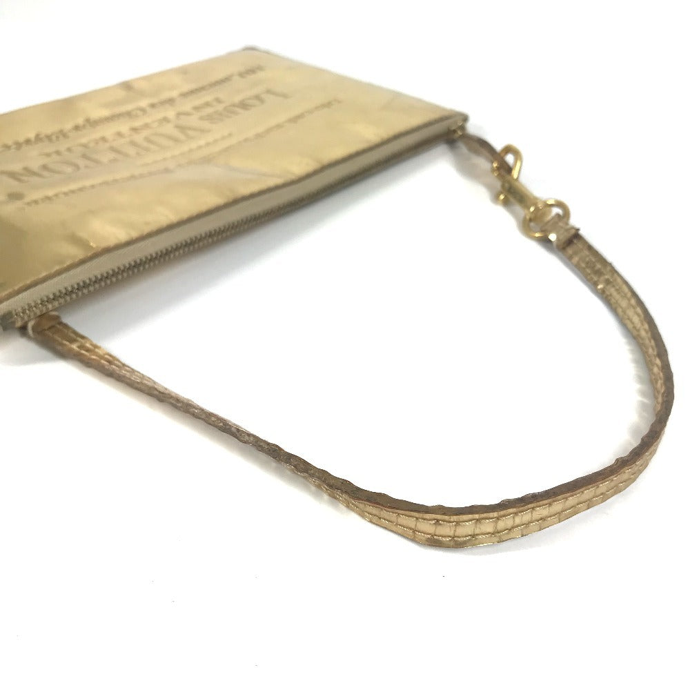 LOUIS VUITTON M95278 モノグラムミロワール ポシェット プラット ポーチ ショルダーバッグ クラッチバッグ 2WAYバッグ ハンドバッグ レザー ユニセックス ゴールド