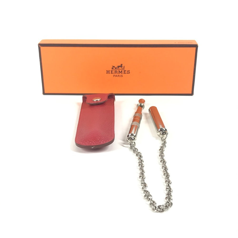 HERMES ヴィンテージ ホイッスル 笛 インテリア チェーン 雑貨 メタル ユニセックス レッド