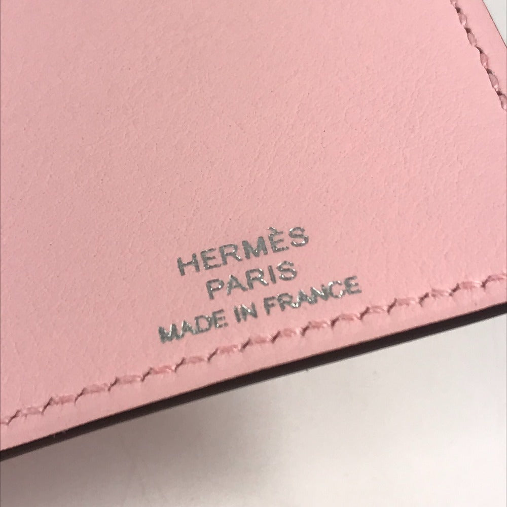 HERMES ノートパッド 《EAジップ》 PM ノート メモ帳 ケース ステーショナリー 手帳 ノートカバー レザー ユニセックス ローズサクラ ピンク