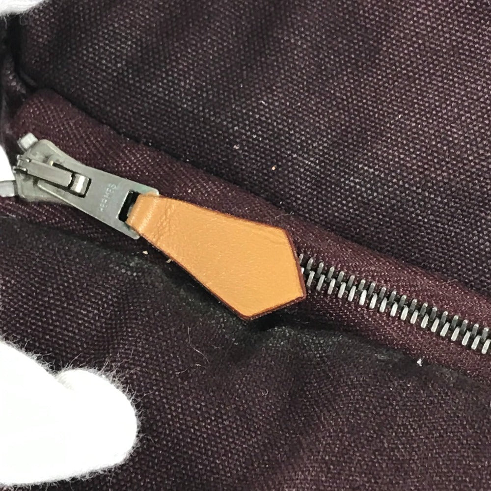 HERMES フールトゥ カバン ポーチ バッグ セカンドバッグ クラッチバッグ コットン ユニセックス ワインレッド