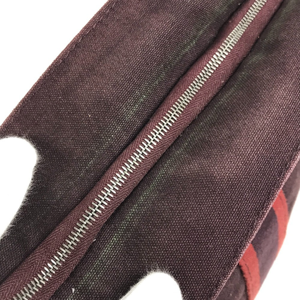 HERMES フールトゥ カバン ポーチ バッグ セカンドバッグ クラッチバッグ コットン ユニセックス ワインレッド