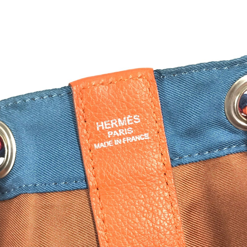 HERMES 巾着バッグ ソワクール カバン 肩掛け ショルダーバッグ シルク レディース オレンジ