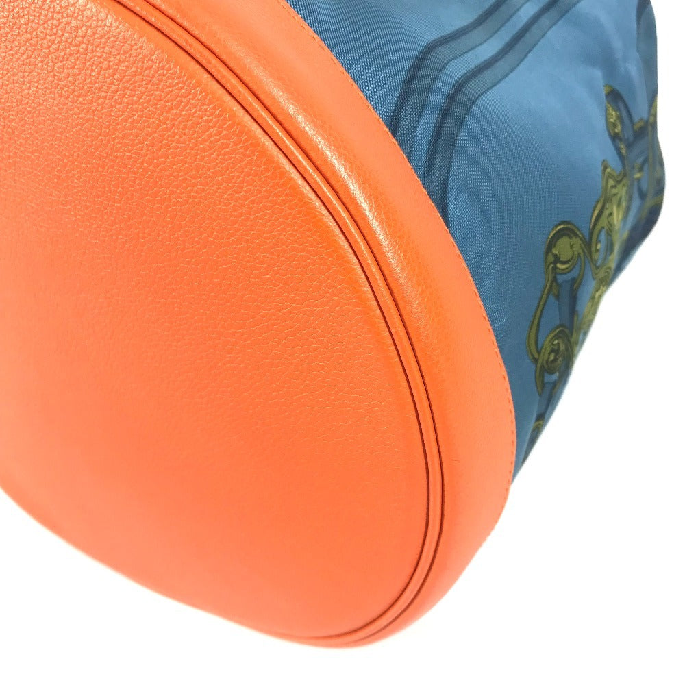 HERMES 巾着バッグ ソワクール カバン 肩掛け ショルダーバッグ シルク レディース オレンジ