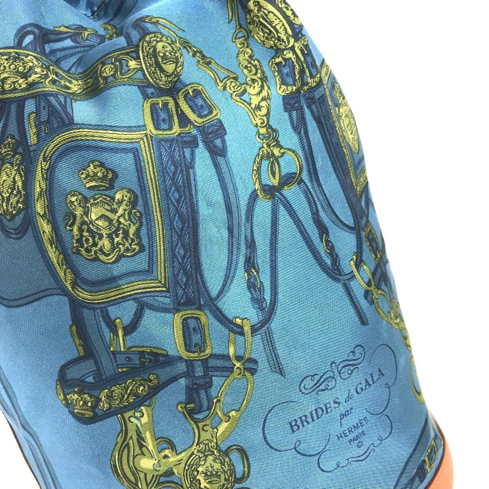 HERMES 巾着バッグ ソワクール カバン 肩掛け ショルダーバッグ シルク レディース オレンジ