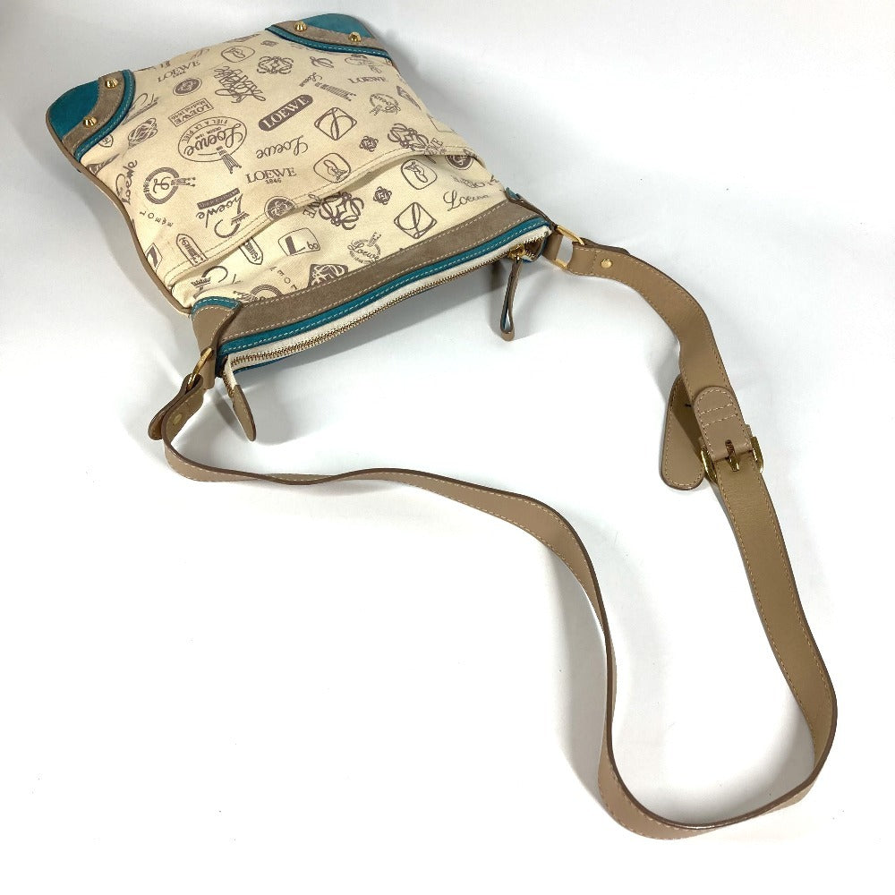 LOEWE 160周年記念 ロゴ 斜め掛け カバン ショルダーバッグ レザー/キャンバス ユニセックス ベージュ