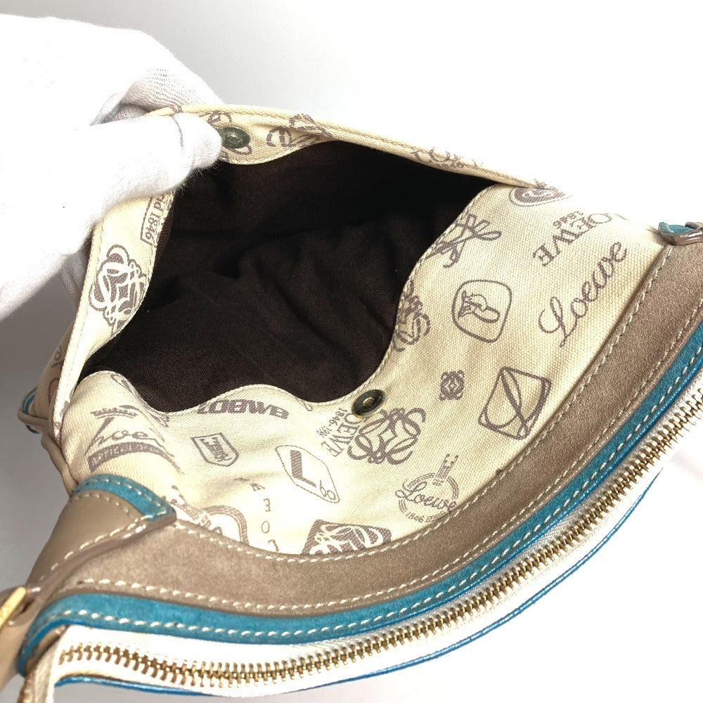 LOEWE 160周年記念 ロゴ 斜め掛け カバン ショルダーバッグ レザー/キャンバス ユニセックス ベージュ