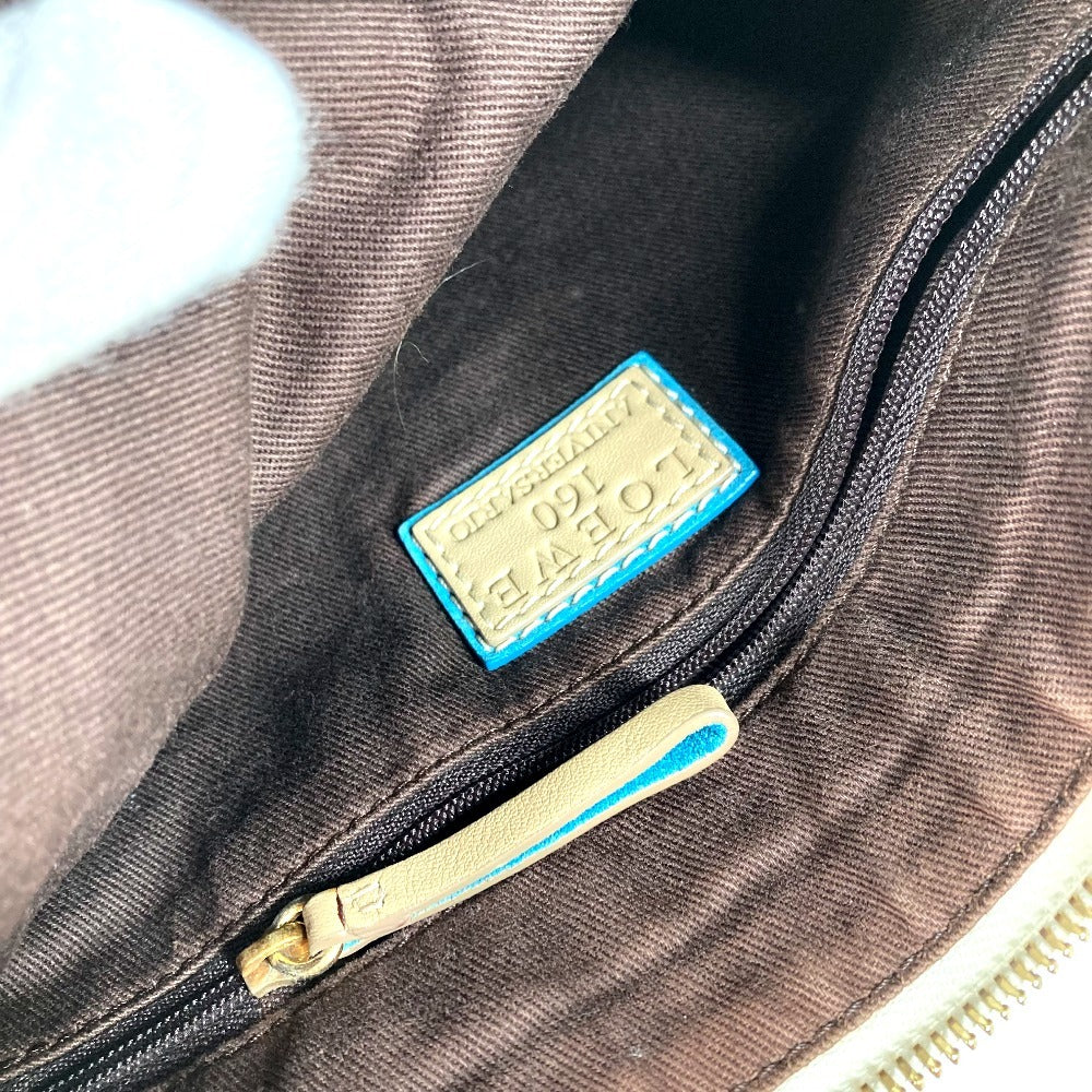 LOEWE 160周年記念 ロゴ 斜め掛け カバン ショルダーバッグ レザー/キャンバス ユニセックス ベージュ