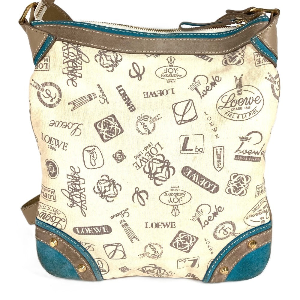 LOEWE 160周年記念 ロゴ 斜め掛け カバン ショルダーバッグ レザー/キャンバス ユニセックス ベージュ