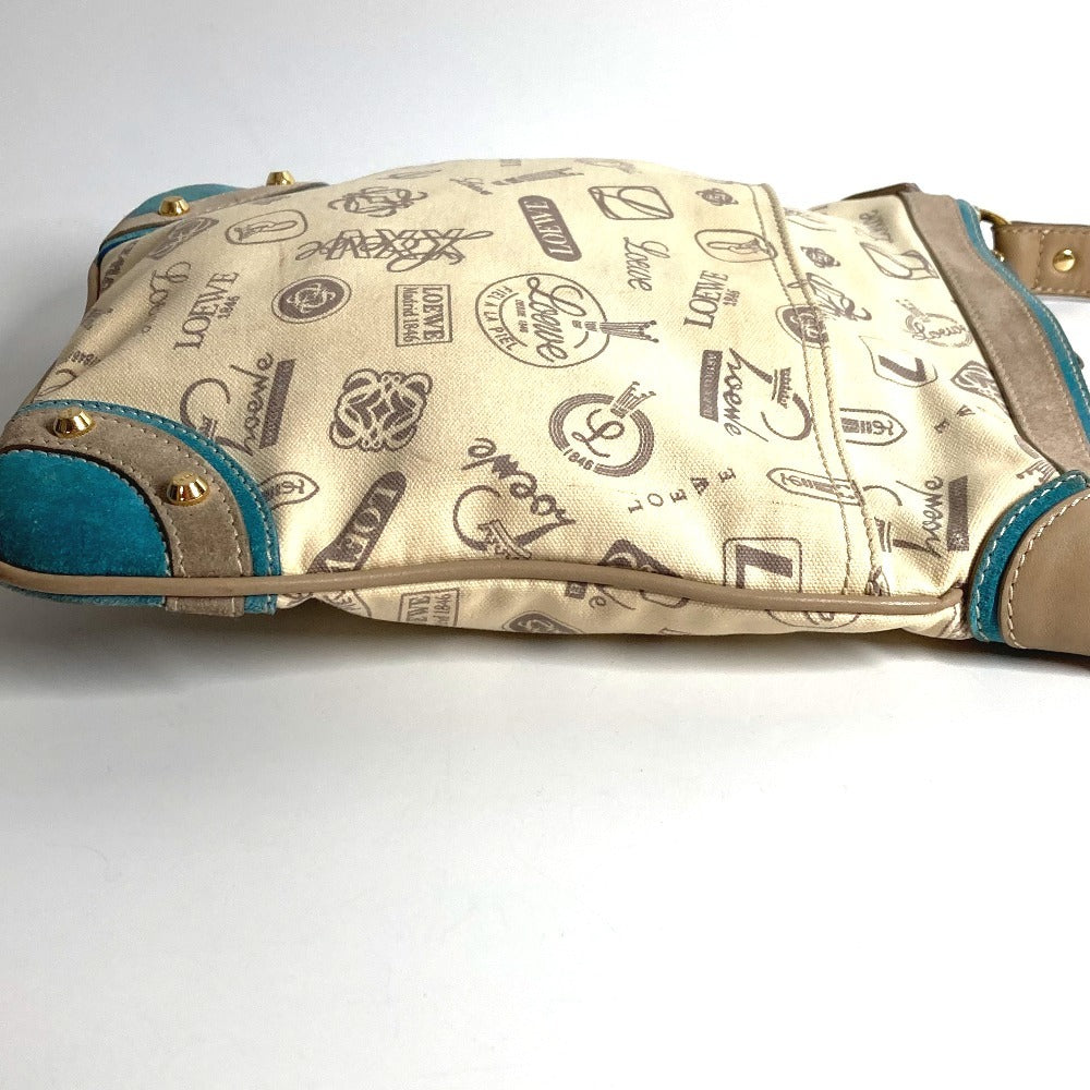 LOEWE 160周年記念 ロゴ 斜め掛け カバン ショルダーバッグ レザー/キャンバス ユニセックス ベージュ