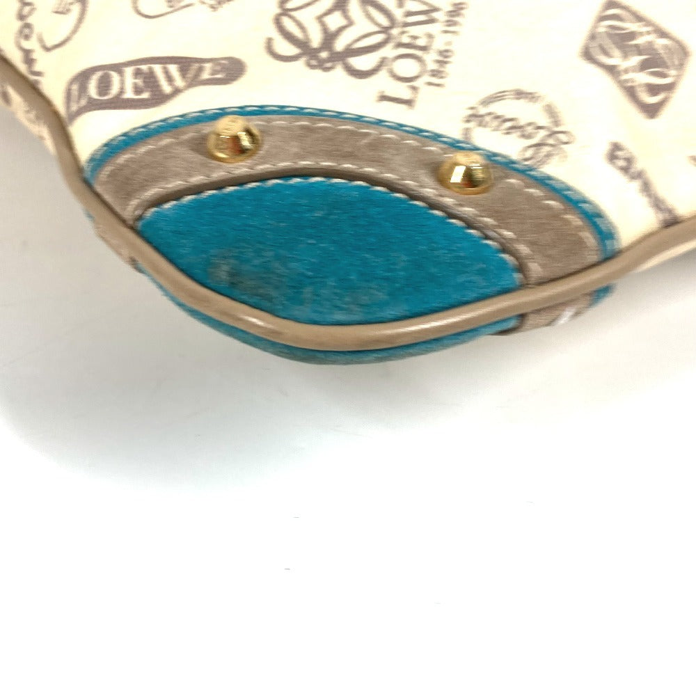 LOEWE 160周年記念 ロゴ 斜め掛け カバン ショルダーバッグ レザー/キャンバス ユニセックス ベージュ