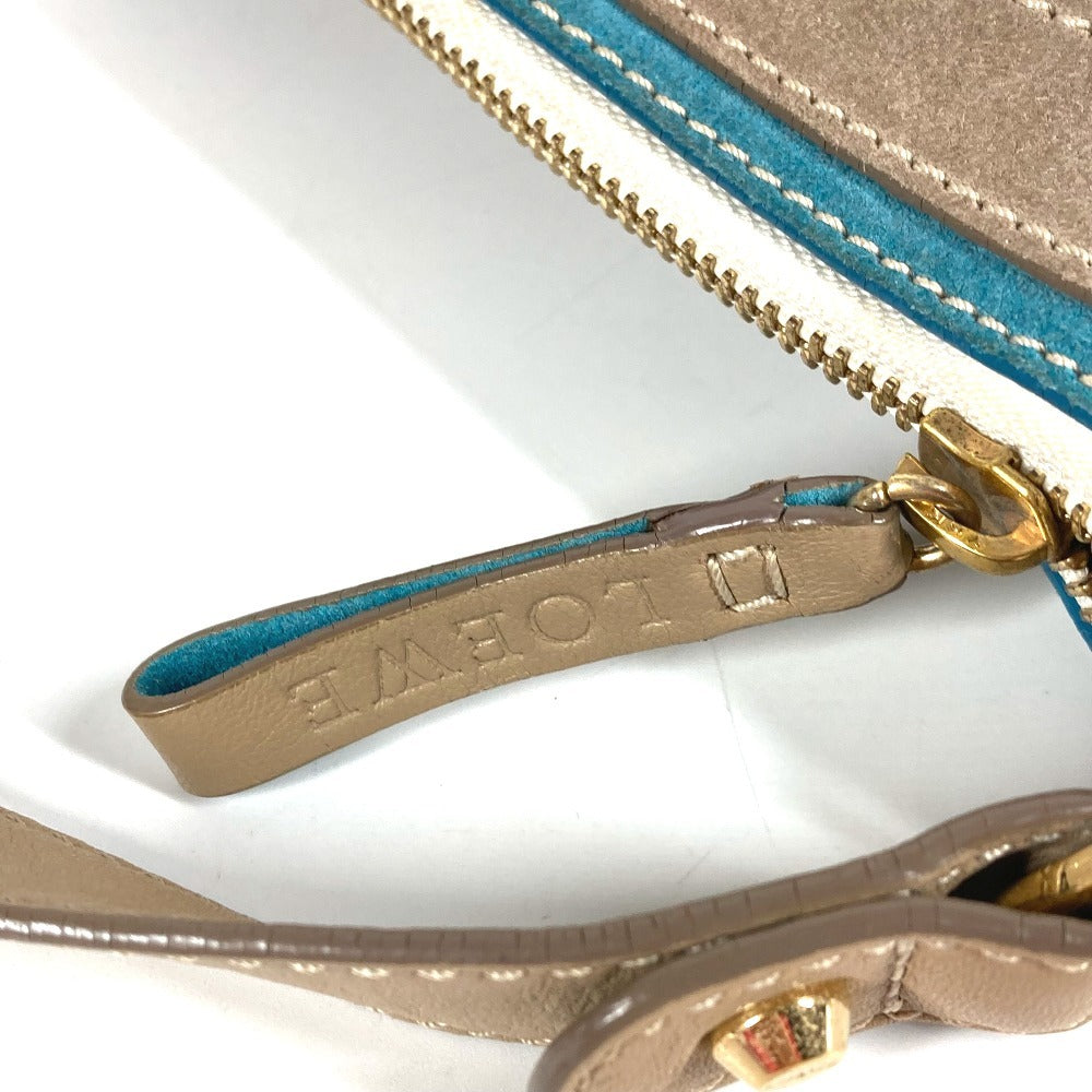 LOEWE 160周年記念 ロゴ 斜め掛け カバン ショルダーバッグ レザー/キャンバス ユニセックス ベージュ